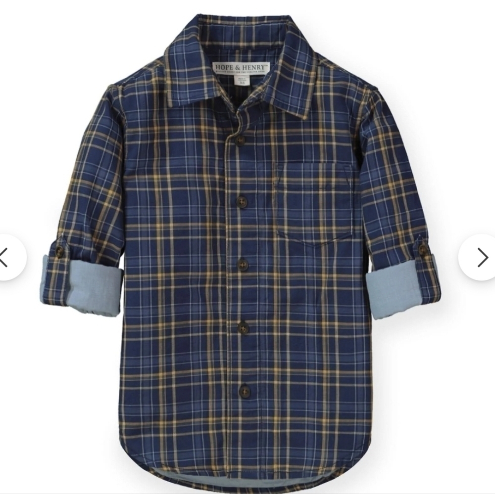 Hope & Henry Convertible Double Weave Button Down Shirt Sz XS
